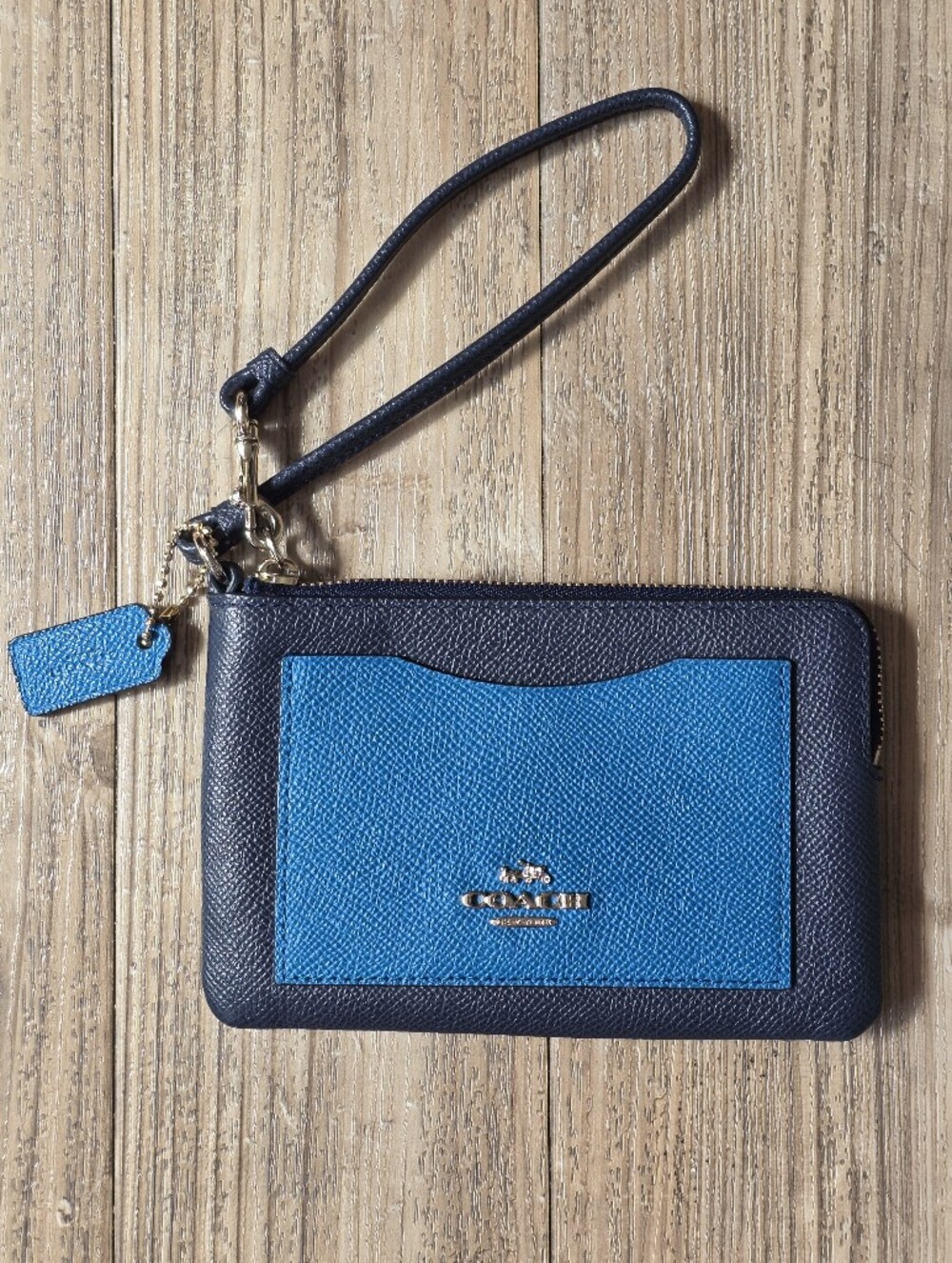 Coach Blue & Navy Leather Wristlet
